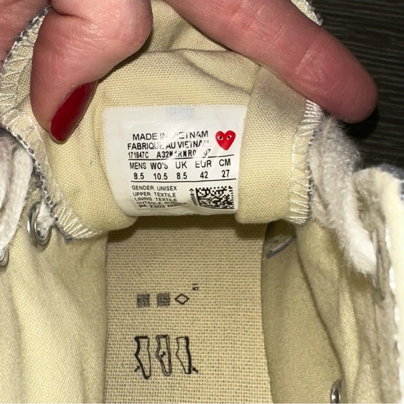 🛑SOLD - Converse X CDG Comme Des Garcons Play Chuck Taylor 70 Hi Steel Gray Men - Picture 16 of 16